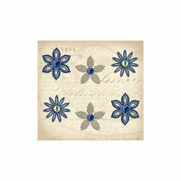K and Company - Blue Awning Collection - Metal Art - Beaded Flower Brads, CLEARANCE