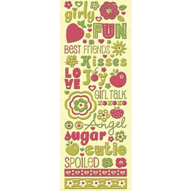 K and Company - Berry Sweet Collection - Glittered Stickers - Berry Sweet Words and Icons, CLEARANCE