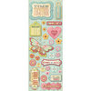 K and Company - Wild Raspberry Collection - Adhesive Chipboard - Words and Buttons
