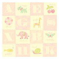 K and Company - 12x12 Paper - Brenda Walton Collection - Small Wonders Girl Alphabet - Glitter