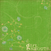 K and Company - 12x12 Paper - Girl Scouts Collection - Green Swirl Floral