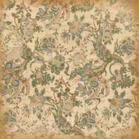 K and Company - Ancestry.com Collection - 12x12 Paper - Teal Floral and Newsprint