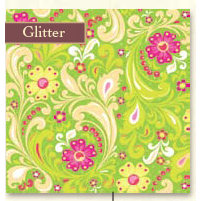 K and Company - Berry Sweet Collection -12x12 Patterned Glitter Paper - Green Floral, CLEARANCE