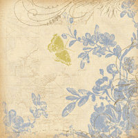 K and Company - Blue Awning Collection - 12x12 Paper - Flowers and Butterfly