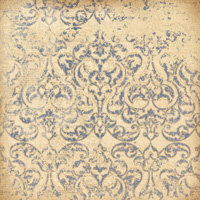 K and Company - Blue Awning Collection - 12x12 Paper - Blue and Ivory Damask