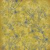 K and Company - Blue Awning Collection - 12x12 Paper - Green Floral Damask