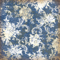 K and Company - Blue Awning Collection - 12x12 Embossed Paper - Blue Floral