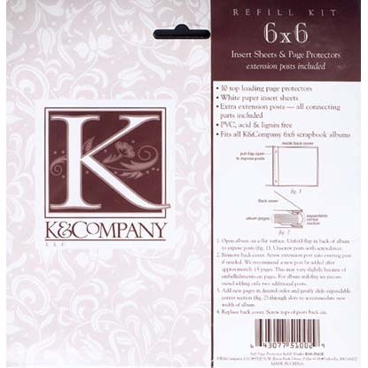 K and Company 6 x 6 Clear Page Protector Refill Kit, CLEARANCE