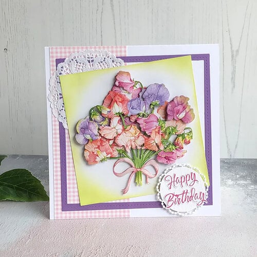 Katy Sue Designs - 3D Die Cut Decoupage Layers - Easy Pop Out Designs - Sweet Peas