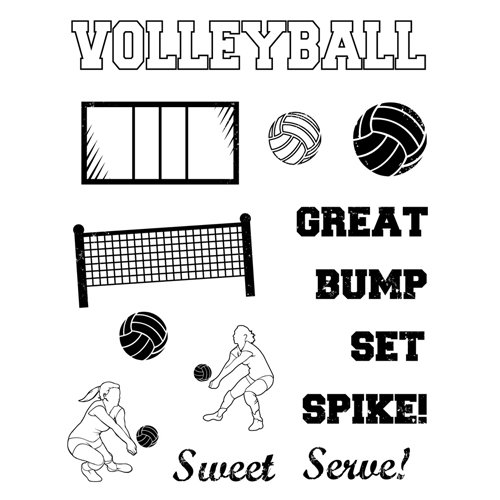 Karen Foster Design - Clear Acrylic Stamps - Volleyball