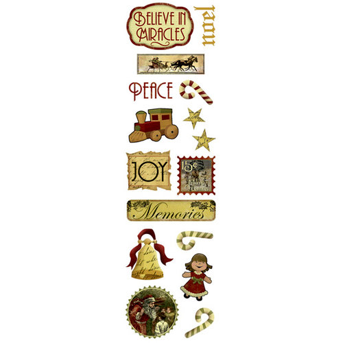 Karen Foster Design - Vintage Christmas Collection - Clear Stickers - Vintage Christmas