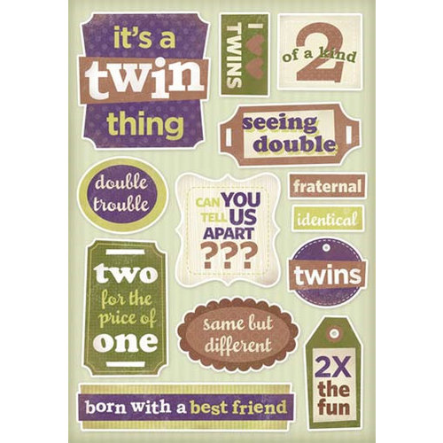 Karen Foster Design - Twins Collection - Cardstock Stickers - Seeing Double