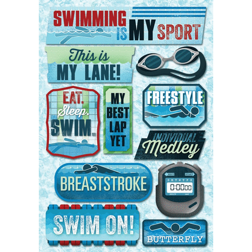 Karen Foster Design - Cardstock Stickers - Swimming is my Sport
