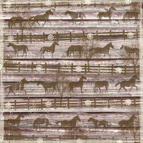 Karen Foster Design - Cowgirl Collection - 12 x 12 Paper - Pony Pen