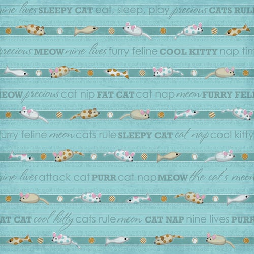 Karen Foster Design - Cat Collection - 12 x 12 Paper - Cool Kitty Stripes