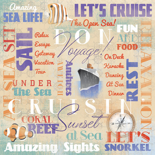 Karen Foster Design - Cruise Collection - 12 x 12 Paper - Bon Voyage Collage