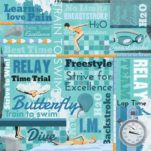 Karen Foster Design - Swimming Collection - 12 x 12 Paper - Swimming Collage