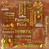 Karen Foster Design - Autumn and Thanksgiving Collection - 12 x 12 Paper - Happy Thanksgiving Collage