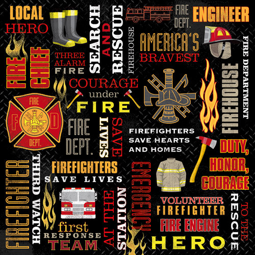 Karen Foster Design - Firefighter Collection - 12 x 12 Paper - Firefighter Collage