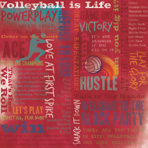 Karen Foster Design - Volleyball Collection - 12 x 12 Paper - Volleyball Is Life Collage