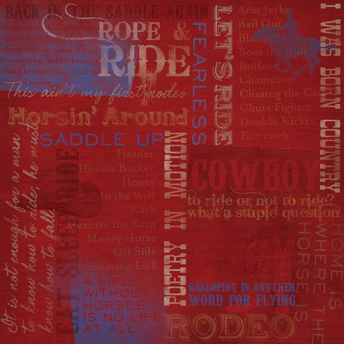 Karen Foster Design - Cowboy Horse Collection - 12 x 12 Paper - Let's Ride Collage