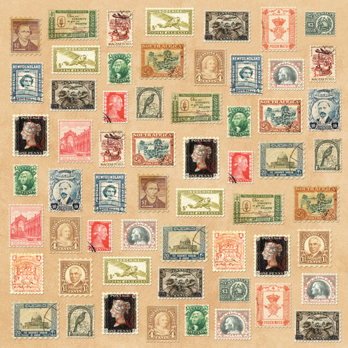 Karen Foster Design - Coin Collecting Stamp Collecting Collection - 12 x 12 Paper - Stamps