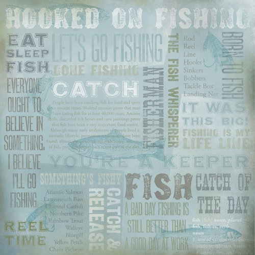 Karen Foster Design - Fishing Collection - 12 x 12 Paper - Hooked On Fishing Collage