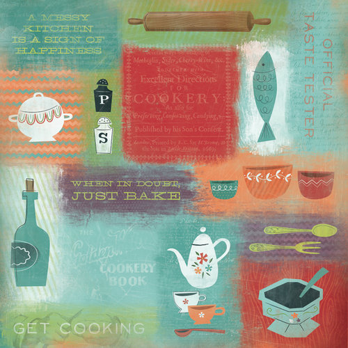 Karen Foster Design - 12 x 12 Paper - Let's Get Cooking