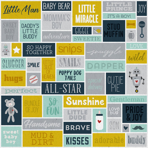Karen Foster Design - Baby Boy Collection - 12 x 12 Paper - Little Man Collage