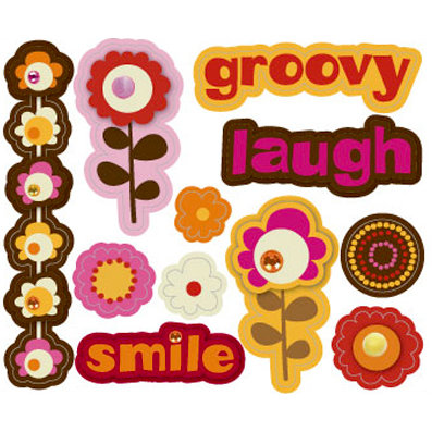 KI Memories - Groovy Collection - 3 Dimensional Stickers with Glitter and Gem Accents - Pop Art