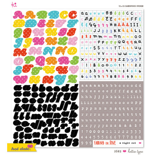 KI Memories - Hot Date Collection - 12 x 12 Cardstock Stickers - Alphabet - Hottie Type