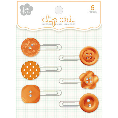 KI Memories - Clip Art - Button Adorned Paper Clips - Citrus