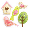 KI Memories - Puffies Collection - 3 Dimensional Fabric Stickers with Gem Accents - Birds