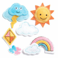 KI Memories - Puffies Collection - 3 Dimensional Fabric Stickers - Happy Day