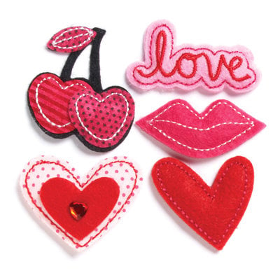KI Memories - Puffies Collection - 3 Dimensional Fabric Stickers with Gem Accents - Love You