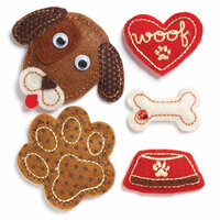 KI Memories - Puffies Collection - 3 Dimensional Fabric Stickers with Gem Accents - Dogs Life