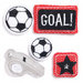 KI Memories - Puffies Collection - 3 Dimensional Fabric Stickers with Gem Accents - Soccer
