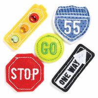 KI Memories - Puffies Collection - 3 Dimensional Fabric Stickers with Gem Accents - Traffic