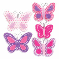 KI Memories - Puffies Collection - 3 Dimensional Fabric Stickers - Flutter - Pink