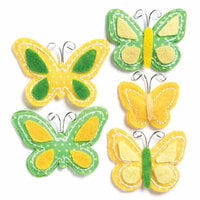 KI Memories - Puffies Collection - 3 Dimensional Fabric Stickers - Flutter - Yellow