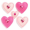 KI Memories - Puffies Collection - 3 Dimensional Fabric Stickers with Gem Accents - Hearts - Pink