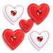 KI Memories - Puffies Collection - 3 Dimensional Fabric Stickers with Gem Accents - Hearts - Red