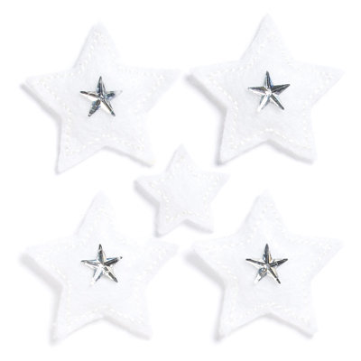 KI Memories - Puffies Collection - 3 Dimensional Fabric Stickers with Gem Accents - Stars - White