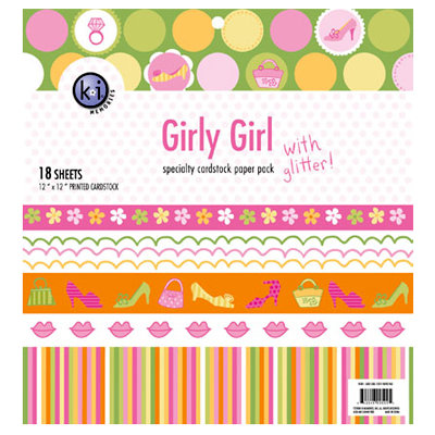 KI Memories - 12 x 12 Specialty Cardstock Paper Pack with Glitter - Girly Girl, CLEARANCE