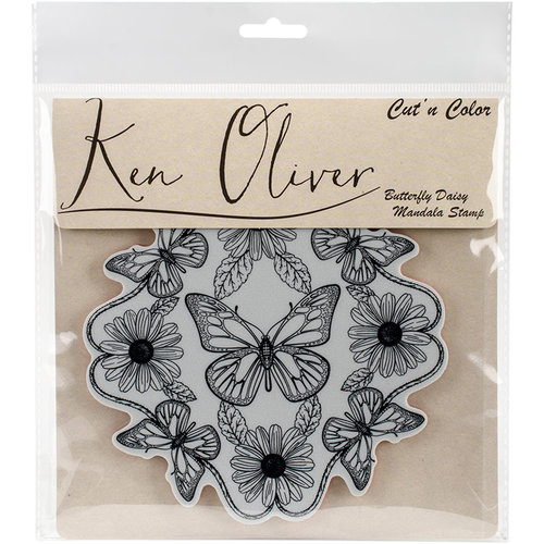 Ken Oliver - Cut 'n Color - Unmounted Rubber Stamps - Butterfly Daisy Mandala