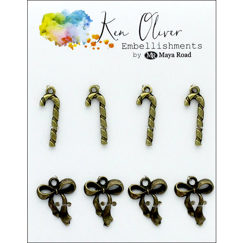 Ken Oliver - Metal Charms - Vintage Bow and Candy Cane