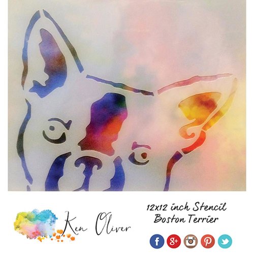 Ken Oliver - 12 x 12 Stencil - Boston Terrier