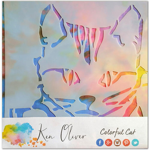Ken Oliver - 12 x 12 Stencil - Colorful Cat