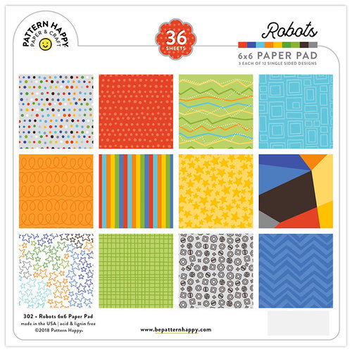 Pattern Happy - 6 x 6 Paper Pad - Robots