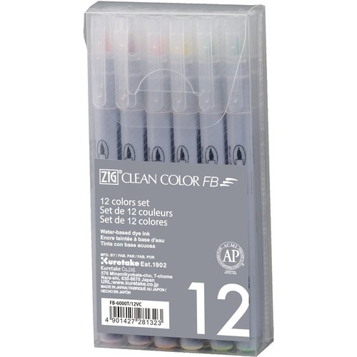 Kuretake - ZIG - Clean Color - Brush Marker - 12 Piece Set - Pure